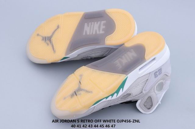 Air Jordan 5 Men Shoes Light Grey OFF White;